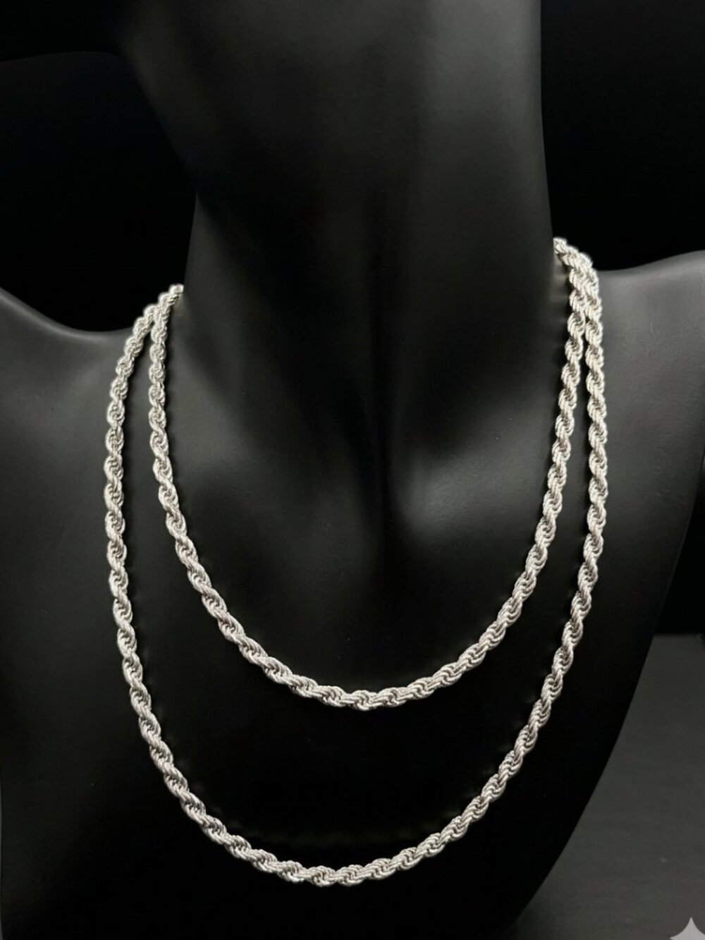 GLO Italy 925 Sterling Silver Rope Chain Necklace 30” – 35g Italian Silver Long